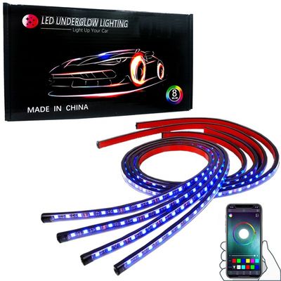 APP Bluetooth 60W Araba Underglow Işıkları, 2.5M Underglow Neon Lights Kit